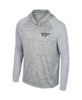 Men's Colosseum Gray Virginia Tech Hokies Cybernetic Raglan Quarter-Zip Hooded Top