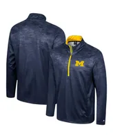 Men's Colosseum Navy Michigan Wolverines The Machine Half-Zip Jacket