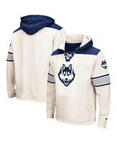 Men's Colosseum Cream UConn Huskies Lace-Up 2.0 Pullover Hoodie