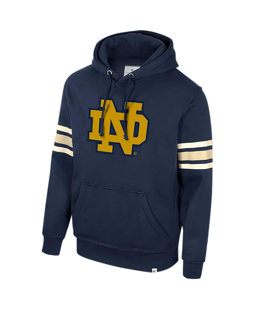 Men's Colosseum Navy Notre Dame Fighting Irish Saluting Pullover Hoodie