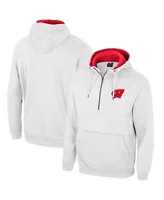 Men's Colosseum White Wisconsin Badgers Half-Zip Hoodie