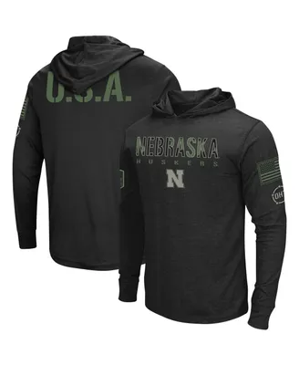 Men's Colosseum Black Nebraska Huskers Big and Tall Oht Military-Inspired Appreciation Tango Long Sleeve Hoodie T-shirt