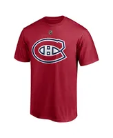 Men's Fanatics Cole Caufield Red Montreal Canadiens Authentic Stack Name and Number T-shirt