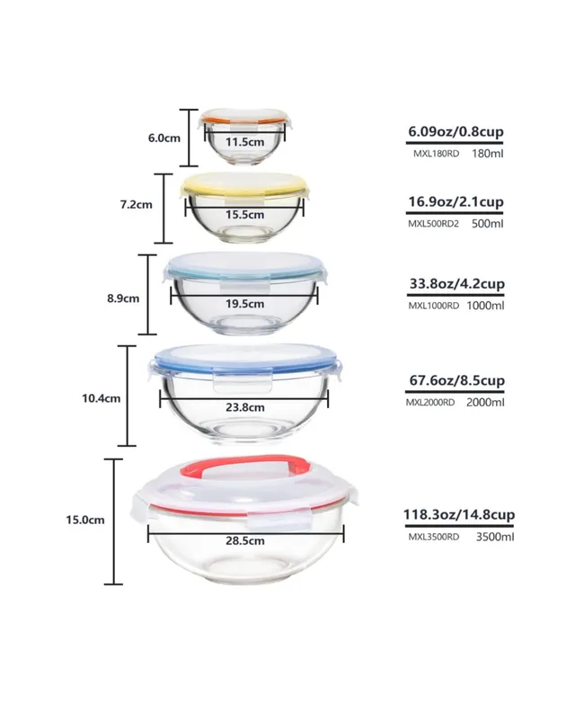 Genicook 3 PC Borosilicate Glass Container Set with Glass Lids and Silicone Wrap - Multicolor