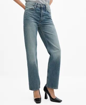 Mango Women's Mid-Rise Straight Jeans - Medium Vintage