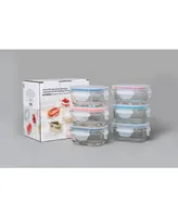 Genicook 12 Pc Rectangular Shape Borosilicate Glass Small Baby-Size Meal and Food Storage Containers Set