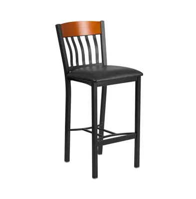 Vertical Back Metal/Wood Restaurant Dining Barstool