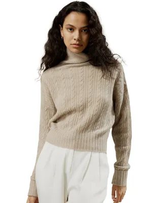 Women's Classic Cable Knit Turtleneck Sweater