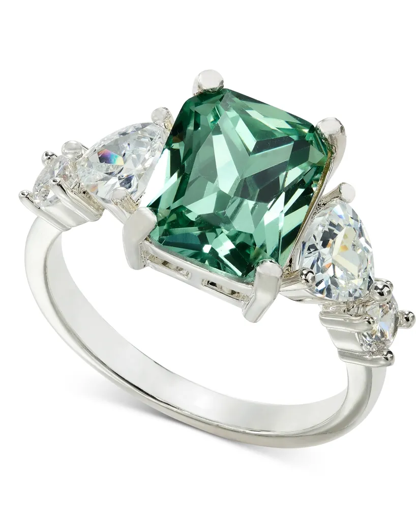 Charter Club Silver-Tone Green Crystal & Cubic Zirconia Multi-Stone Ring, Created for Macy's