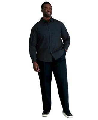 Haggar Men's Big & Tall Premium No Iron Khaki Classic-Fit Pleated Hidden Expandable Waistband Pants