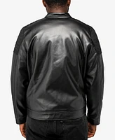 X-Ray Men's Shiny Polyurethane and Faux Suede Detailing with Shearling Lining Jacket