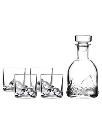 Liiton Mount Everest Crystal Whiskey Decanter with Glasses, Set of 5