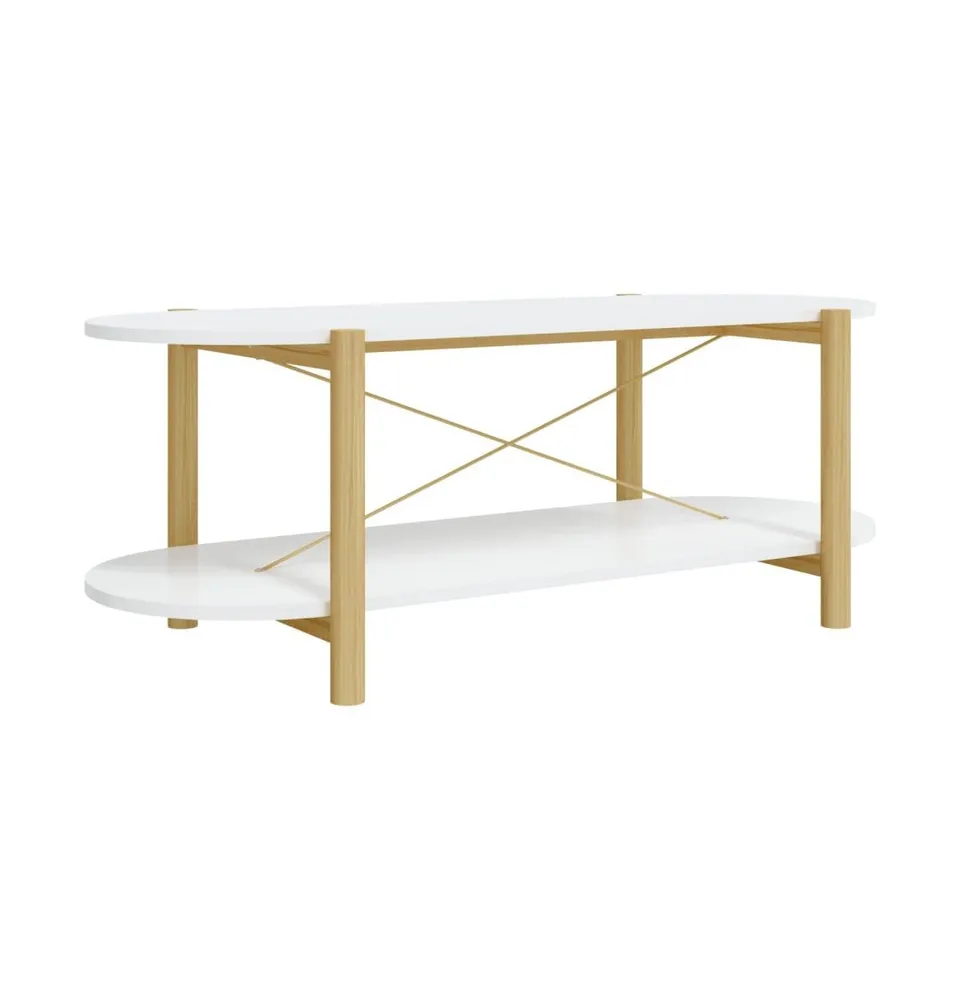 Coffee Table White 43.3"x18.9"x15.7" Engineered Wood