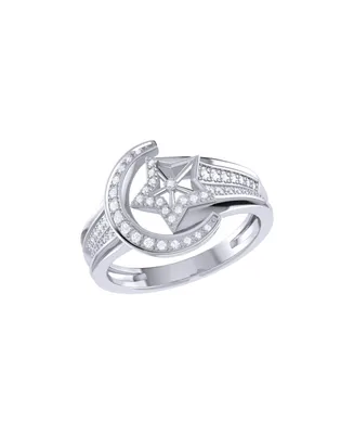 LuvMyJewelry Luna Comet Design Sterling Silver Diamond Women Ring