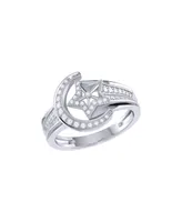 LuvMyJewelry Luna Comet Design Sterling Silver Diamond Women Ring