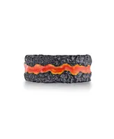 LuvMyJewelry Fire My Soul Design Sterling Silver Black Rhodium Plated, Enamel Band Ring