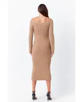 Women's Knit Off Shoulder Midi Dress