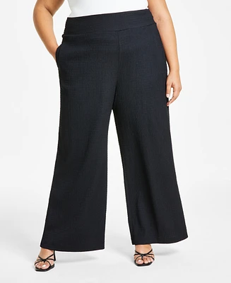 Bar Iii Trendy Plus Textured Wide-Leg Pants, Created for Macy's