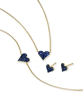 Effy Sapphire Pave Heart Stud Earrings (1/3 ct. t.w.) in 14k Gold (Also available in Ruby)