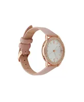 Jessica Carlyle Women's Analog Blush Polyurethane Leather Strap Plain Watch 35mm