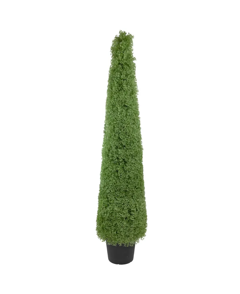 6' Artificial Boxwood Cone Topiary Tree with Round Pot Unlit