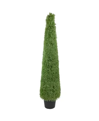 6' Artificial Boxwood Cone Topiary Tree with Round Pot Unlit
