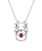 Macy's Red Cubic Zirconia Reindeer Pendant Necklace