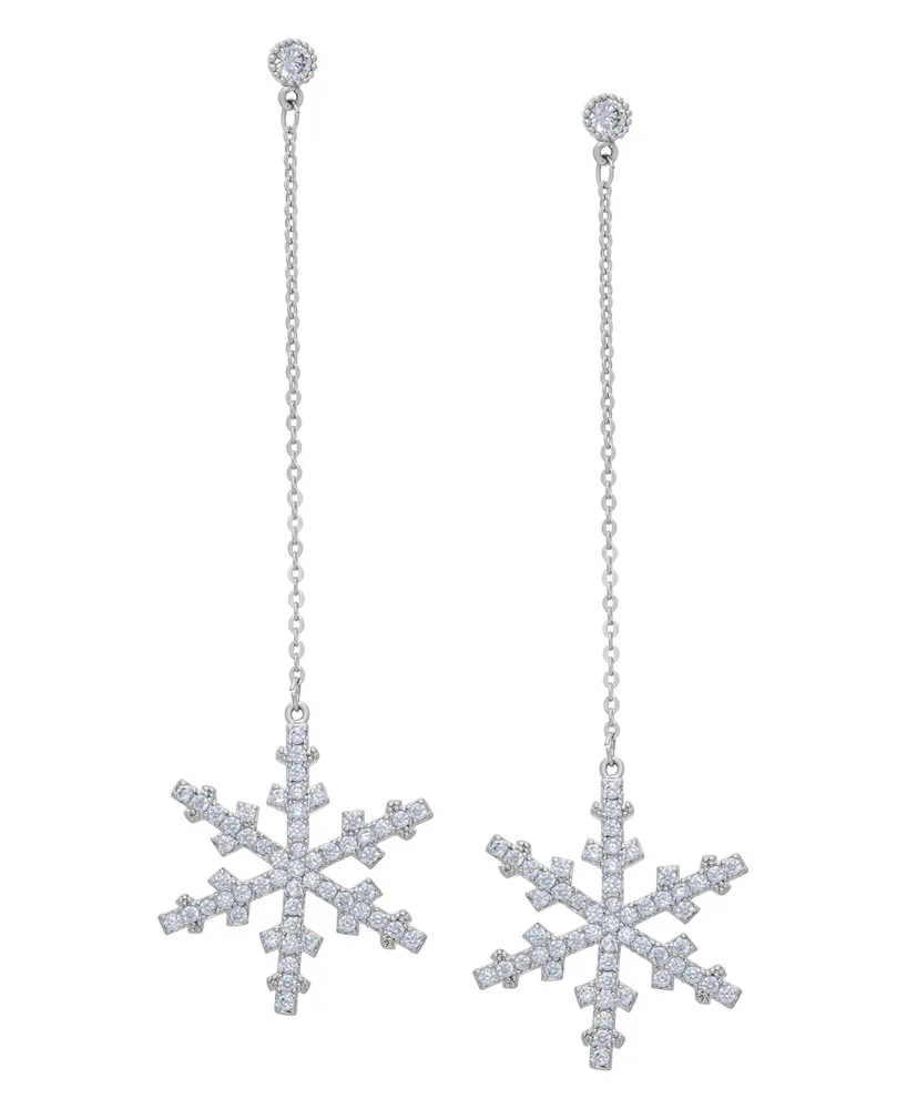 Macy's Cubic Zirconia Snowflake Drop Earrings