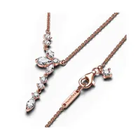 Pandora Timeless 14K Rose Gold-Plated Sparkling Cubic Zirconia Herbarium Cluster Drop Collier Necklace