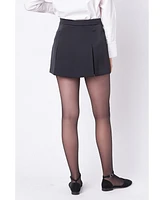 English Factory Women's Satin Single Pleat Skort