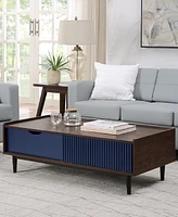 Manhattan Comfort Duane 2-Piece Medium Density Fibreboard Ribbed End Table and Coffee Table Set