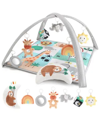 The Peanutshell 7 in 1 Baby Play Gym and Tummy Time Mat, Safari 123