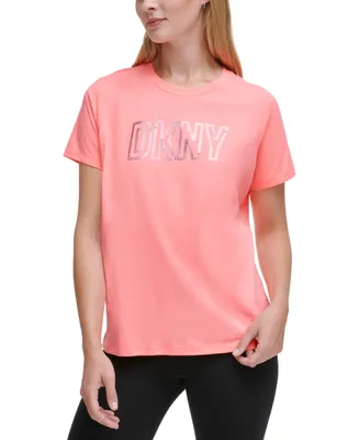 Dkny Sport Women's Cotton Holographic Logo Short-Sleeve T-Shirt