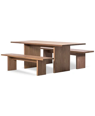 Closeout! Bernia 3pc Dining Set (Table + 2 Benches)