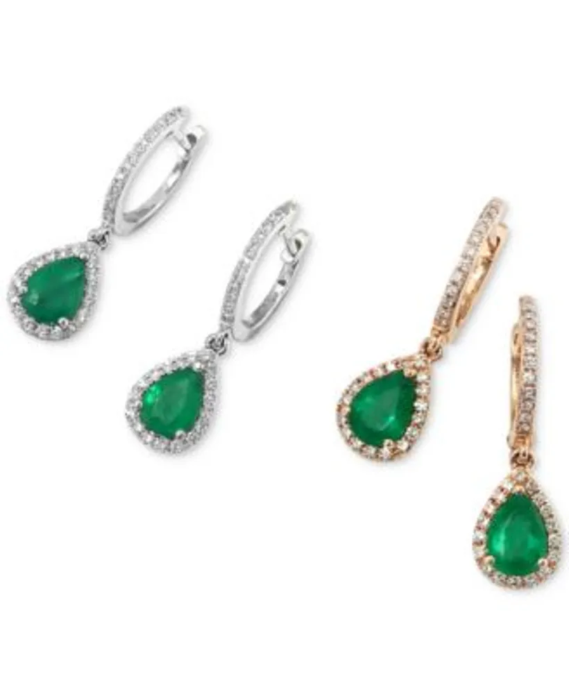 Brasilica By Effy Emerald 1 1 8 Ct. T.W. Diamond 1 4 Ct. T.W. Pear Drop Earrings In 14k White Gold 14k Gold