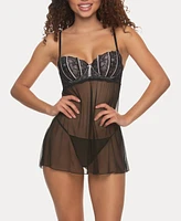 Jezebel Women's Wish Mesh and Lace Babydoll Set