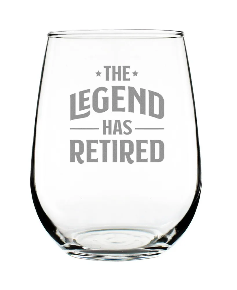 Bevvee The Legend Has Retired Retirement Gifts Stem Less Wine Glass, 17 oz