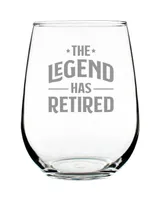 Bevvee The Legend Has Retired Retirement Gifts Stem Less Wine Glass, 17 oz