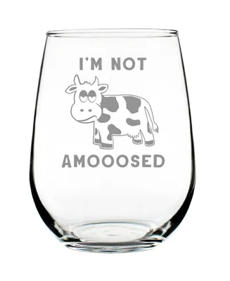 Bevvee I'm not Amooosed Funny Cow Gifts Stem Less Wine Glass, 17 oz
