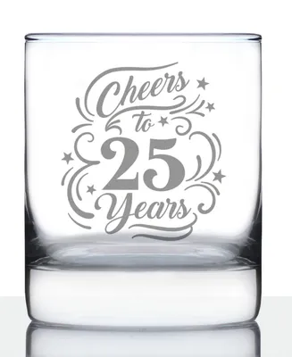 Bevvee Cheers to 25 Years 25th Anniversary Gifts Whiskey Rocks Glass, 10 oz