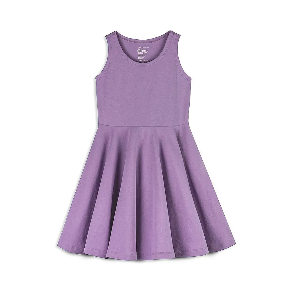 Mightly Toddler Girls Fair Trade Organic Cotton Solid Sleeveless Twirl Dress