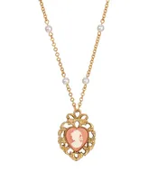 2028 Imitation Pearl Resin Heart Shaped Cameo Necklace