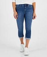 Style & Co Petite Mid-Rise Curvy Roll-Cuff Capri Jeans, Created for Macy's