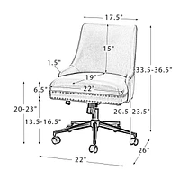Faux Leather Home Office Chair with Nailhead, Adjustable Height