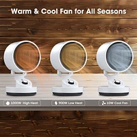 1500W Ptc Oscillating Ceramic Heater Fan Warm & Cool Overheat Protection Home