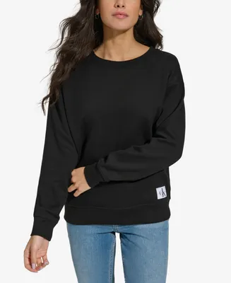 Calvin Klein Jeans Women's Long-Sleeve Crewneck Logo-Patch Sweatshirt