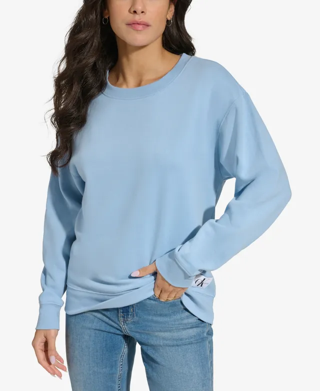 Long-Sleeve | Logo-Patch Calvin Hawthorn Klein Mall Crewneck Jeans Women\'s Sweatshirt