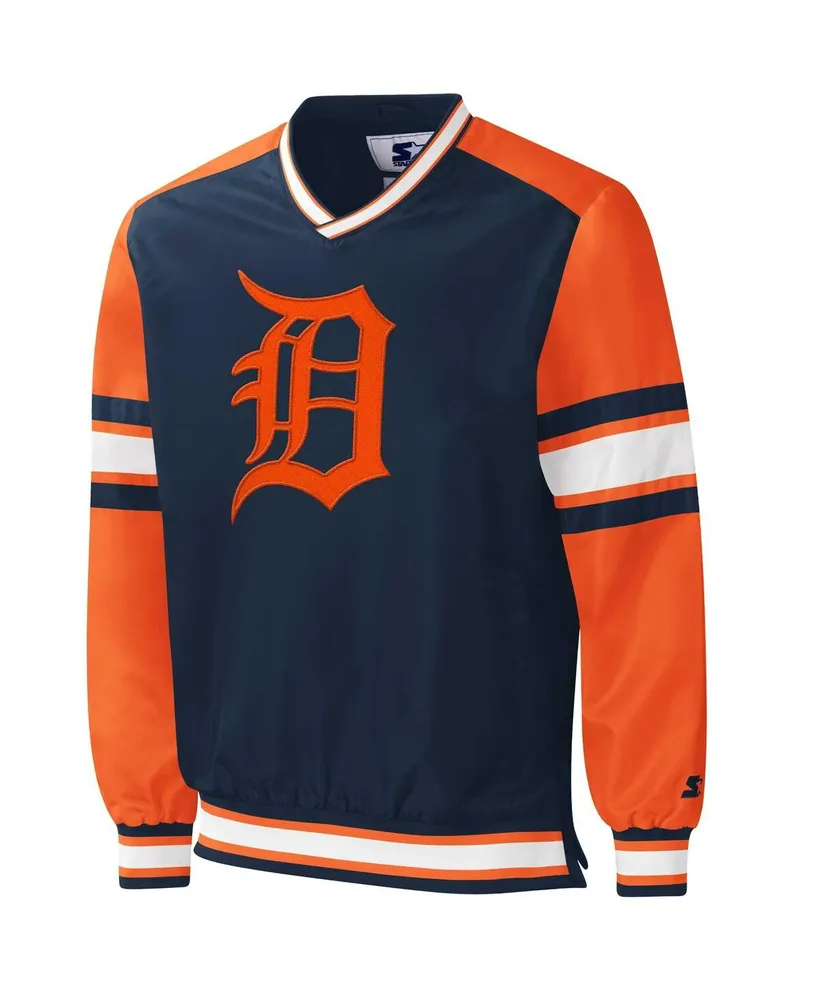 Men's Starter Navy Detroit Tigers Yardline V-Neck Pullover Windbreaker