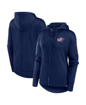 Women's Fanatics Navy Columbus Blue Jackets Authentic Pro Scuba Full-Zip Hoodie