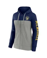 Women's Fanatics Navy, Gray Milwaukee Brewers City Ties Hoodie Full-Zip Sweatshirt